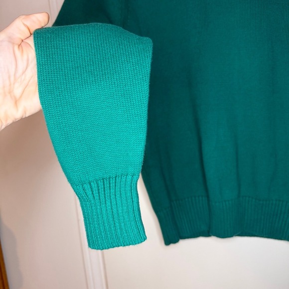 J. Crew Knit for J. Crew Teal Green Cotton Crew Neck Sweater XS - Picture 3 of 8
